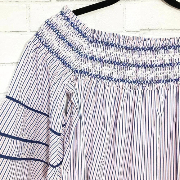 Parker Largo Smocked Off The Shoulder Striped Blouse Women's Size Medium - Picture 3 of 8